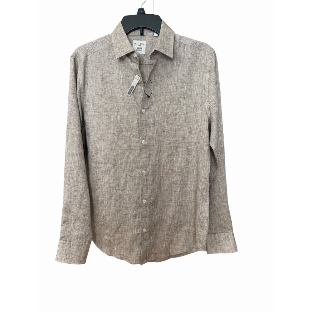 Baird McNutt Murano Mens Small No Iron 100% Linen Button Shirt Brown New #MMM5-4